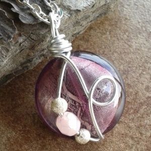 Mauve Wire Wrapped Necklace